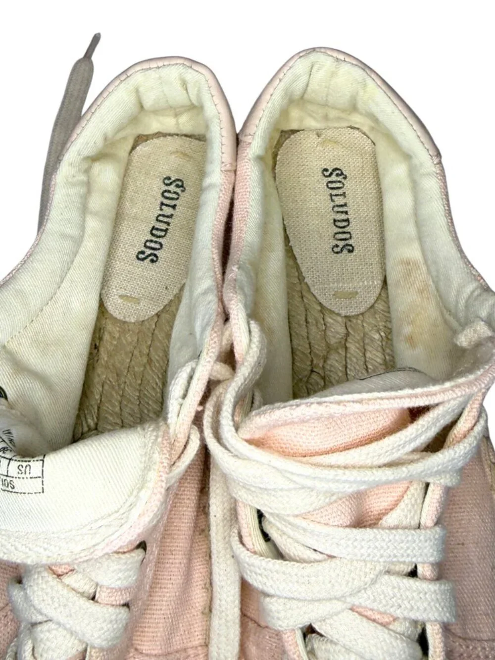 Soludos Espadrille Casual Classic Sneakers Pink Linen Jute Size 8.5
